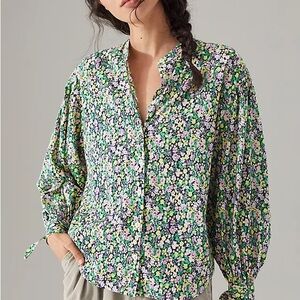 {ANTHRO} Maeve Ashleigh Puff Sleeve Buttondown